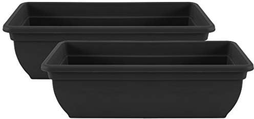 Muddy Hands Pack of 2-46cm Long Black Trough Plant Pot Plastic Planter Outdoor Garden Window Herb Flower Box