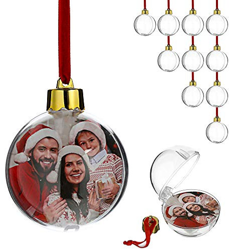 Cepewa Weihnachtskugel DIY Anhänger transparent zum basteln befüllen Stern Herz Kugel (12er Set)