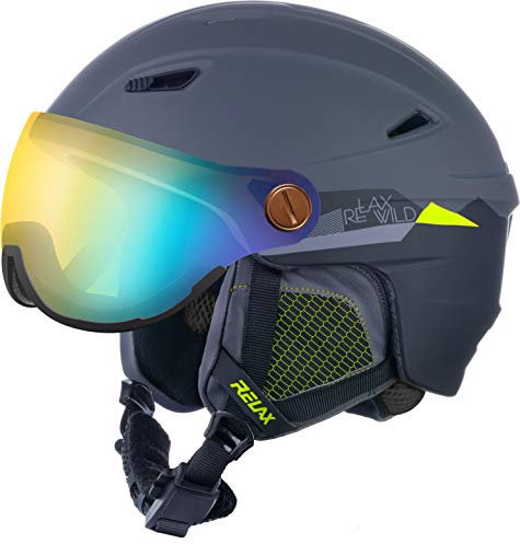 Stealth Skihelm mit Visier (L (58-60cm), Grau)