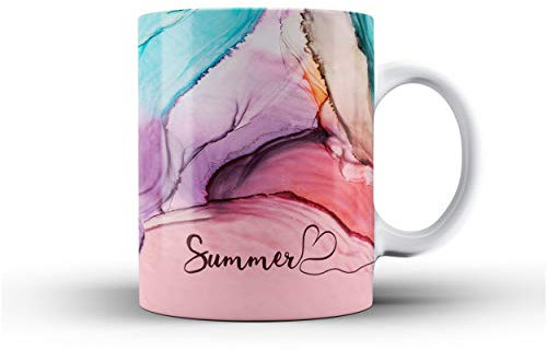 iCaseDesigner Personalised Watercolour Marble Name with Heart Ceramic Mug - 16. Colourful v2.