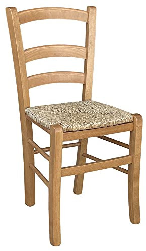 okaffarefatto zimbardi costanza Silla de madera Venezia con asiento de paja nogal claro