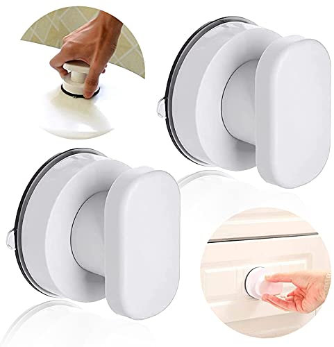 通用 Juego de 2 puertas con tirador de ventosa para puerta de cristal, ventosa fuerte para el tirador de la puerta del baño, para los muebles del armario de cocina, cajón