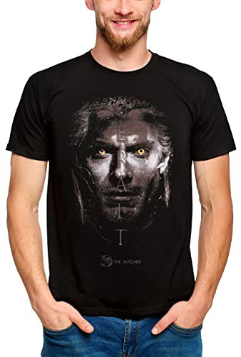 Witcher Herren T-Shirt Geralt Portrait Baumwolle schwarz - M
