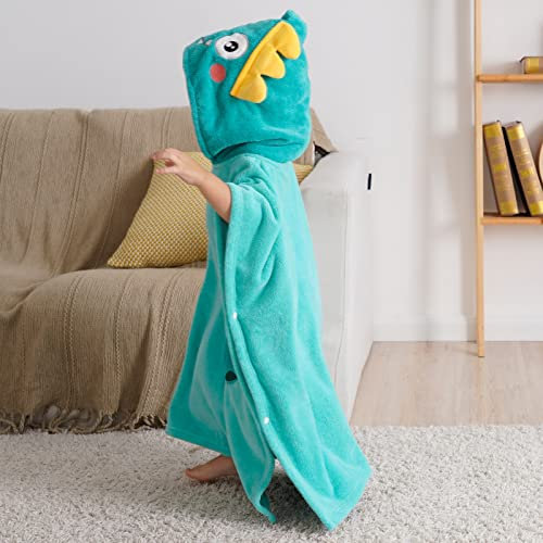 Bebamour Asciugamano con Cappuccio per Bambini e Bambine, Indossabile e Assorbente, 25x 23, Verde