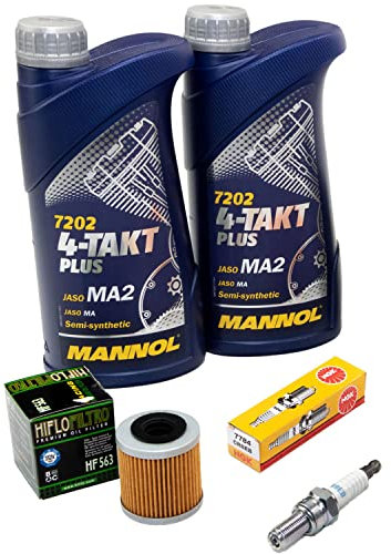 Wartungspaket Öl 2L + Ölfilter + Zündkerze für Derbi Senda 125 Senda125 Baja Terra Baujahr 2008-2016