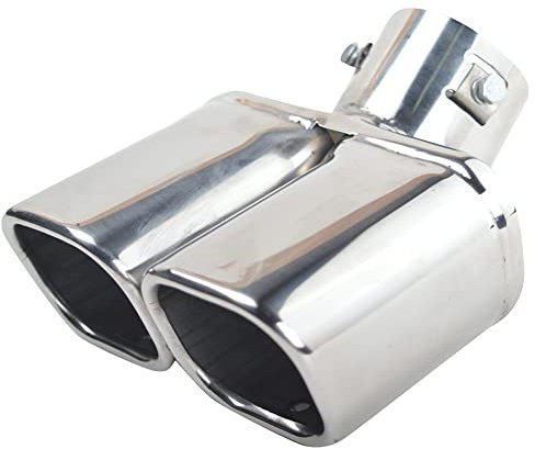 63mm Doppelrohr Auspuffblende Auspuff, Edelstahl Auto Auspuff Endrohr Gebogen Schalldämpfer Endrohre Universell Schalldämpfer Auspuff Auspuffendrohr Auspuff Schalldämpfer Spitze Schwanz Hals