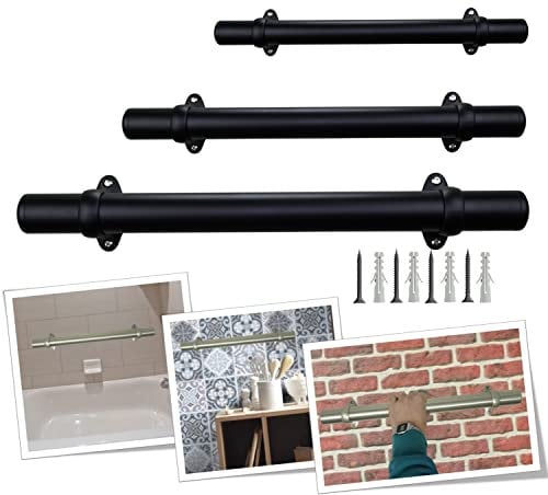 Parpyon® Corrimano per scale interne Tubo passamano Acciaio Inox Prodotto 100% Italiano Fissaggio a parete Kit montaggio FACILE fai da te scala e balaustra (Nero, 100cm)