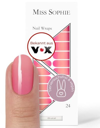Miss Sophie Nagelfolie - Oh Là Là! - Farbverlauf, Rosa, Nail Wraps - 24 ultra-dünne selbstklebende langanhaltende Nagelfolien