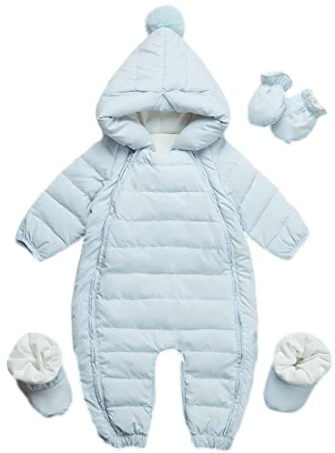 amropi Bambino Tute da Neve Inverno Pagliaccetto con Cappuccio Neonato Body Overall Jumpsuit Blu,9-12 Mesi