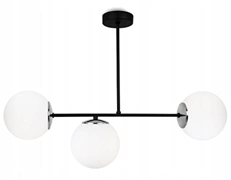 Light-Home Palermo Hängelampe - Deckenlampe für Wohnzimmer Schlafzimmer und Esszimmer- Pendelleuchte aus Metall und Glas - E14-3-Flammig - Schwarz und Chrom