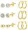 Gold Ohrringe Set, Multi Kleine Gold Creolen AAA+ Diamant Zirkonia Ohrstecker Ohrringe Set, 6 Paar 14K Echt Vergoldete Hypoallergen 925 Knorpel Huggie Creolen Ohrringe Mini Kugel Ohrstecker Gold