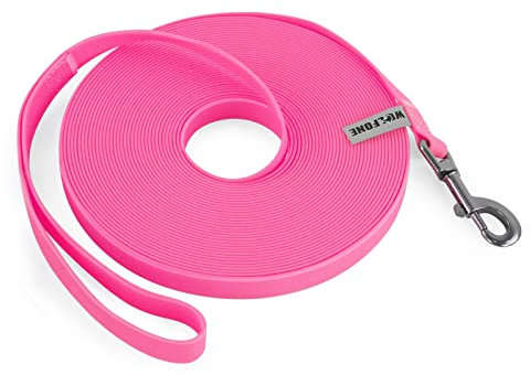 Wolfone 15m rosa Schleppleine für Hunde,wasserdichte Trainingsleine, strapazierfähige und Pflegeleichte Leine, geeignet für Rückruf, Schwimmen, Camping, Strand, Jagd, Spaziergänge