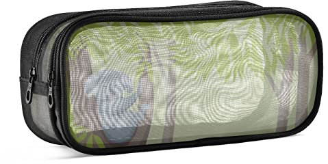 Gitter Mesh Pencil Pen Bag Zipper Clear Case Marker Pouch Pencil Holder Stationery Storage Pencil Bag School College Office Gift for Girl Boy Teens Adult Banner Koala Sitting on Eukalyptus Tree