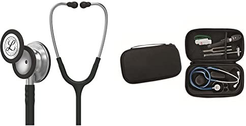 3M Littmann Stéthoscope de Surveillance Classic III, Tubulure Noire, 69 cm, 5620 + GIMA ÉTUI CLASSIC pour stéthoscope - noir.