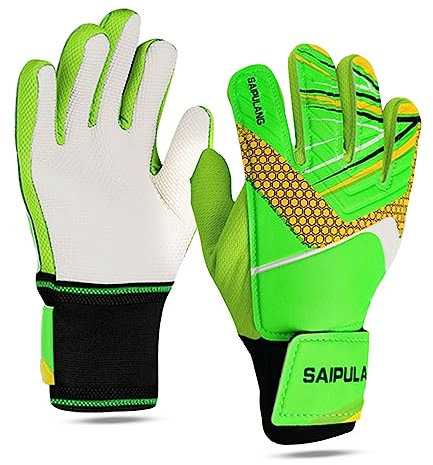 Aoreun Torwarthandschuhe Kinder und Jugendliche, Fußball Torwarthandschuhe, Fußballhandschuhe, Super Halt Tragbarkeit Doppeltem Schutz Fußball Spielerhandschuhe, Trainingshandschuhe mit Fingersave