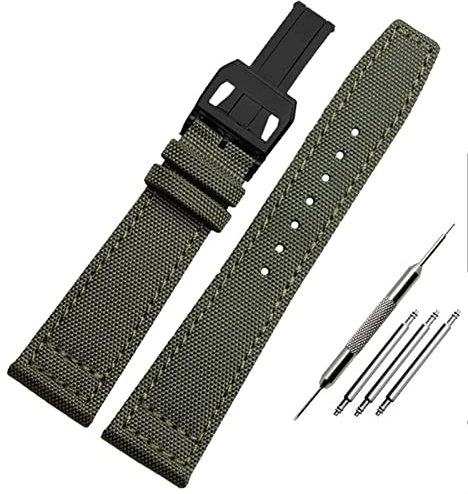 BONOOL Nylon Uhrenarmband für IWC Portugieser Pilot Serie 20mm 21mm 22mm Armbanduhren Band Canvas Armband Schwarz Blau Grün Uhrenarmband