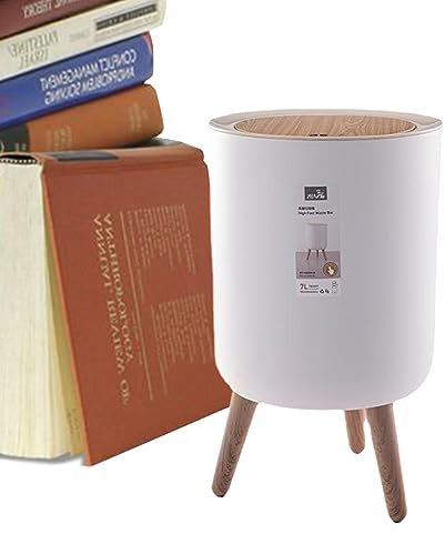 Firulab Cuisine Blanche - Poubelle Blanche Moderne Cuisine - Poubelle Robuste à granbouche avec Couvercle à Pression pour Cuisine, Salle Bain, Chambre, Salon, extérieur