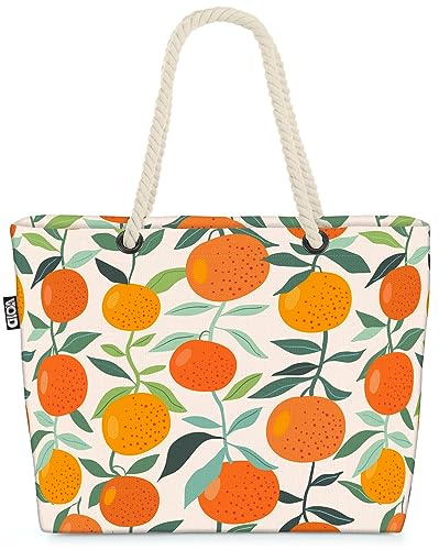 VOID Orangen Orangenbaum Saft Strandtasche Shopper 58x38x16cm 23L XXL Einkaufstasche Tasche Reisetasche Beach Bag
