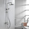 BEITH Duschsystem mit Thermostat, 3 Funktionen Wandmontage Regendusche mit Armatur, 10inch/25cm Runden Duschkopf aus Edelstahl 304, 90° Drehung Badewannenarmatur, Messingventil, Höhenverstellbar