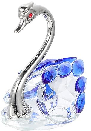 Abaodam 2stücke Schwanenfigur Aus Kristall Dekoratives Ornament Für Hochzeit Und Zimmerästhetik Handgefertigt Blaues Design Elegante Tischdekoration Für Wohnräume Und