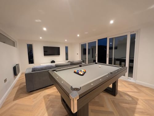 6ft or 7ft Pool Table with Dining Top and Table Tennis in Stylish Colours with Chrome Corner Caps Multi Use Games Table with Accessories Included (Charcoal Grey, 6ft)