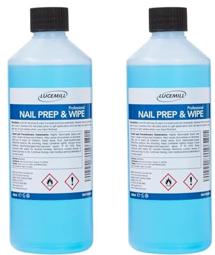 Lucemill Prep & Wipe Cleanser I 2 x 500ml | Professional Solution for Gel Polish & Acrylics | Removes Sticky Layer After Curing