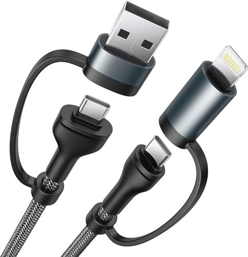 Lightning USB C Adapter, Adapter usb c auf usb C USBC Kabel 3.0 Multi Ladekabel, 60W 4 in 1 PD 3A Mehrfach Universal Schnellladekabe mit iPhone 15 14 Pro Max MacBook Pro Air iPad Mini Samsung Galaxy