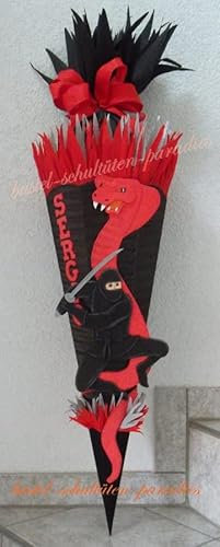 Schultüten Bastelset Ninja mit Schlange schwarz-rot MaterialType 3D Wellpappe-Rohling
