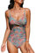 CUPSHE Damen Badeanzug V Ausschnitt Twist Front Bauchweg Raffung Zierausschnitten Blumen Einteilige Bademode Swimsuit Retro-Blumenmuster XL