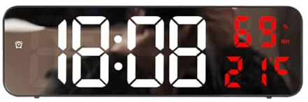 dijiusidy Timer 15 große Uhr – stromsparend, Zwei Platzierungsoptionen, mehrere Informationsanzeige, ABS Wanduhr, digital mit, Schwarz+Weiß+Rot