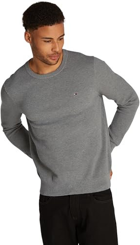 Tommy Hilfiger Jersey Hombre Essential Structure Crew Neck Regular Fit, Gris (Medium Grey Heather), S