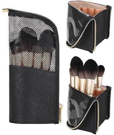 Twoflod Makeup Brush Organsier High Capacity Stand-Up Makeup Brush Holder Desk Make Up Cup Professional Artist Makeup Brush Sets Waterproof Cosmetic Organiser (Small)