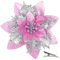 MIKAILE 20 Pièces Fleur de Noël pour Sapin avec Clip, Fleurs de Noel Artificielles Glitter, Fleur Poinsettia Noel Sapin de Scintillantes pour Guirlande, Couronne, Sapin Noël Décoration (Rose Argenté)