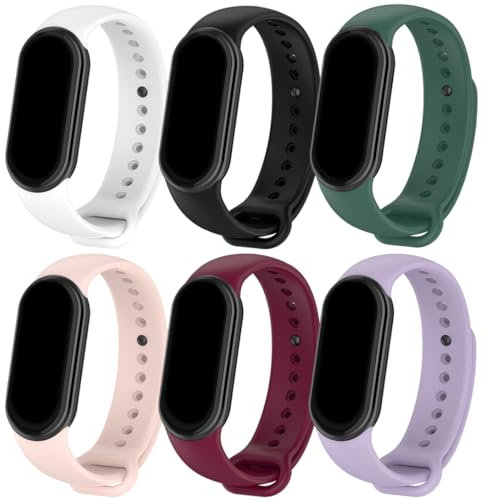 Pheant Sportarmband Kompatibel mit Xiaomi Smart Band 8 Armband Silikon Ersatzarmband für Damen Herren, Weiß Schwarz Dunkelgrün Rosa Weinrot Lila