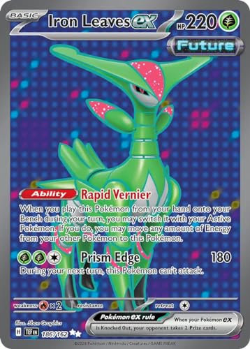 Iron Leaves ex 186/162 Ultra Rare Pokemon Card | Temporal Forces Set | Scarlet & Violet Series | Titan Authenticated