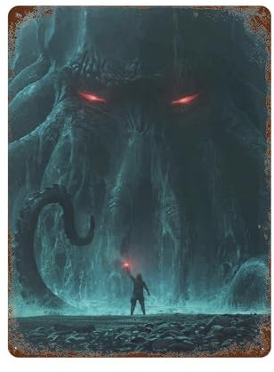 NRCKMIHRAE Cthulhu Poster, Wanddekoration, Kunst, Metallblechposter, moderne Heimdekoration, Kunst, Metallposter, Hausbar, Laden, Dekorationen, Vintage-Schild, Geschenk, 39,9 x 30 cm