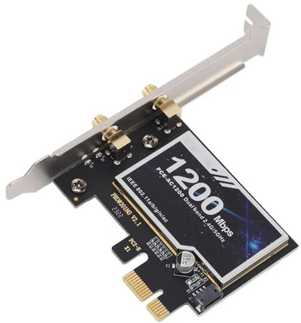 AC1200 Scheda WiFi PCIE, Scheda di Rete Wireless 4.2 da 1200Mbps Adattatore di Rete PCIE per Laptop Desktop, Scheda LAN Gigabit Dual Band da 2.4Ghz 5Ghz