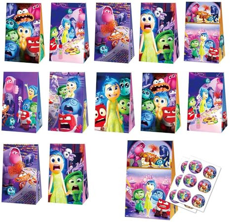Xingbiyou Sacchetto per Caramella, 24 Pezzi Inside Out Sacchetti Carta Kraft, Sacchetti Regalo per Feste con 24 Adesivi, Sacchetti Compleanno Bambini, per Bambini Feste di Compleanno