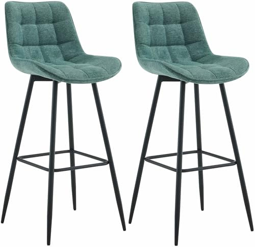CLP 2er Set Barhocker Dartford I Gepolsterter Barstuhl I Metall-Gestell | Farbe grün Material Stoff