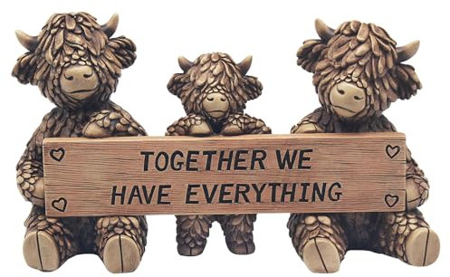 Lesser & Pavey Hughie Highland Cows Together Figurines Statues For Home Decor | Ideal Ornaments Friendship Gifts For Women & Men | Lovely Table Centerpiece & Living Room Accessories