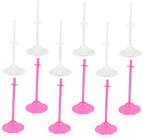 BESTonZON 24piezas Soportes para Muñecas Transparente y Rosa Soportes Estables para Figuras Pequeñas Accesorios para Casas y Exposición De Miniaturas