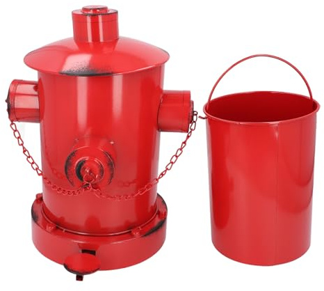 Bonbela Hydranten-Mülleimer, Retro Feuer-Hydrant-Mülleimer mit Inneneimer Retro-Industrie-Stil, für Drinnen und Draußen, Eisen-Abfallbehälter mit Eimer für Garten, Zuhause, Küche (Rot)
