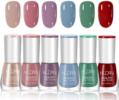 DMQ Pastel Nail Polish Sets, 6Pcs Spring Summer Nail Varnish Set, Nude Pink Green Blue Red Purple Nail Polish Gel, Quick Dry Non-Toxic Water Based Nail Paint Gel for Women DIY Nail Art at Home