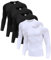 Men's (Pack of 5) Cool Dry Compression Long Sleeve Sports Baselayer T-Shirts Tops Black/Black/Black/White/White 5P01-S