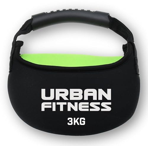 Urban Fitness Kugelhantel aus Stoff, weicher Gummigriff, bodensicheres Design, Neopren, sandgefüllte Gewichte, Kraft, Ausdauer, Heim-Fitnesstraining, 3 kg
