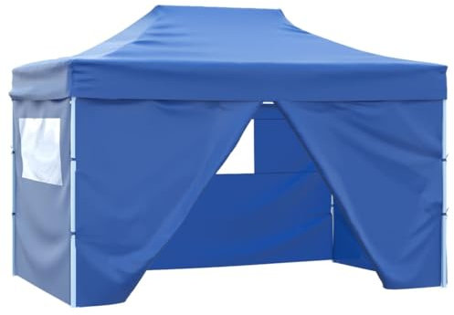 Home & Garden-Profi Partyzelt klappbar mit 4 Seitenwänden 3x4m Stahl blau Möbel Wahl