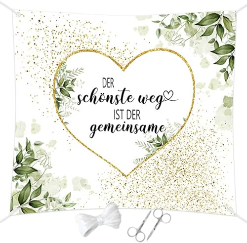Joyesplay Hochzeitsherz zum Ausschneiden Grün Rot 200x180cm,Hochzeitsdeko mit 2 Scheren Hochzeitsspiel für Das Brautpaar Geschenk zur Hochzeit (Grün)