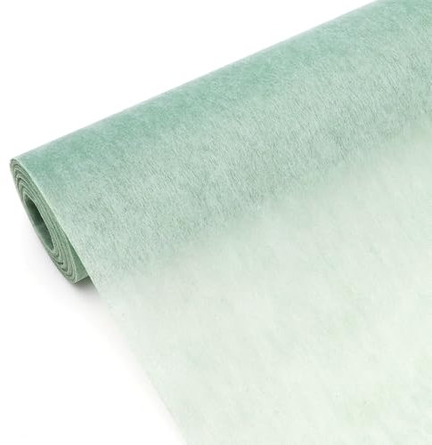 Yuragim Vlies Tischläufer Eukalyptus Grün, 30cm x 25m Grün Tischläufer Rolle Deko Tischband Tischläufer Meterware für Geburtstage Hochzeiten Taufe Tischdeko Kommunion Konfirmation Festliche Dekoration