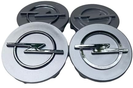EQLMDLKL 4 Stück Radkappen für Opel Insignia Vivaro Meriva Tigra Mokka Adam,Radnaben-Mittelabdeckungen Radmutterkappen Abzeichen Nabendeckel Aufkleber Accessoires,58mm-Silver