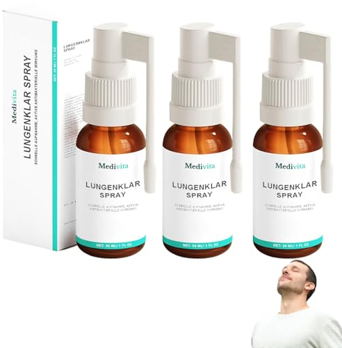 Medivita Lungenklar Spray, Natürlich Lungen- und Atemwege Reinigungsspray, Medivita Lungenspray, Herbal Lung Cleansing Spray, Kräuterlungenreinigungs und Reparaturspray (3 Stück）